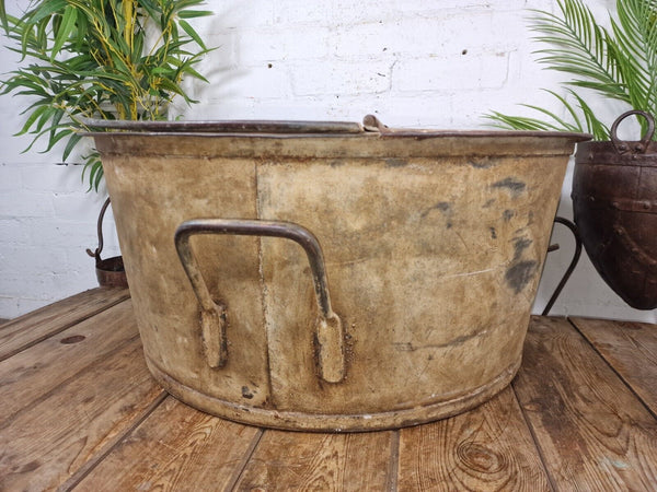 Large Vintage Military Galvanised Wildlife Pond Garden Planter Trough Log Basket