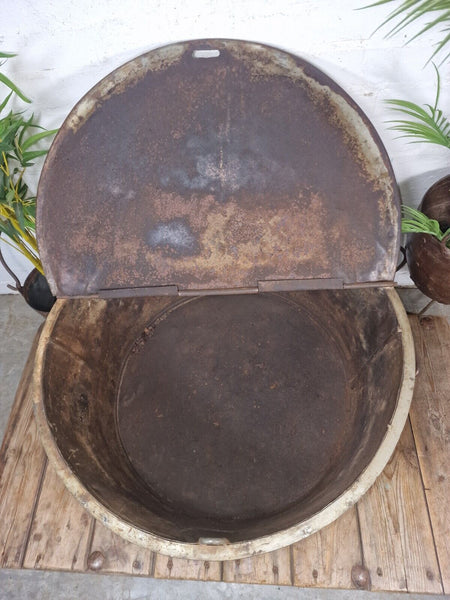 Large Vintage Military Galvanised Wildlife Pond Garden Planter Trough Log Basket