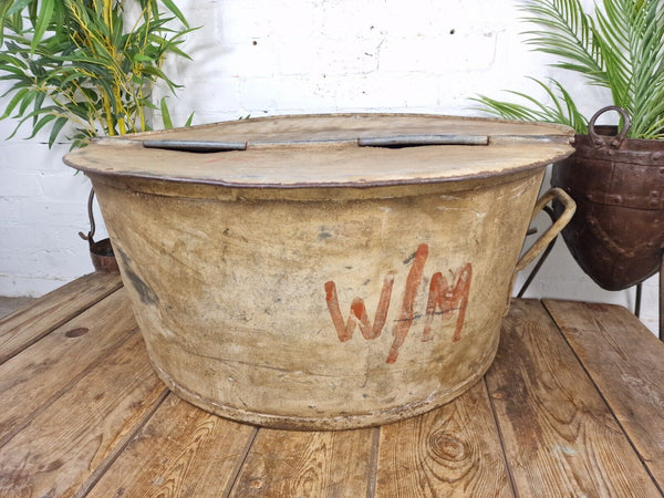 Large Vintage Military Galvanised Wildlife Pond Garden Planter Trough Log Basket