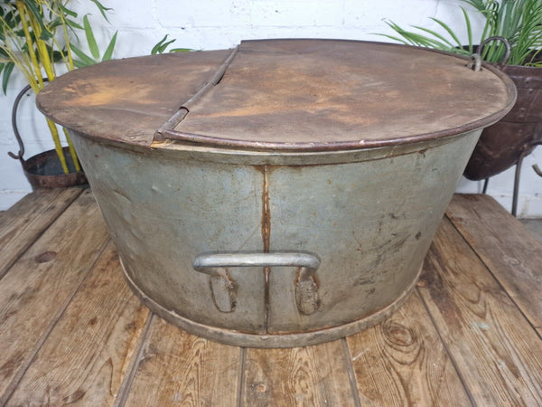 Large Vintage Military Galvanised Wildlife Pond Garden Planter Trough Log Basket