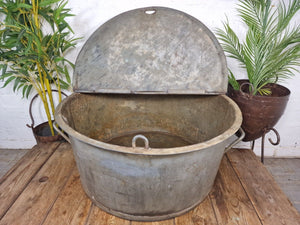 Large Vintage Military Galvanised Wildlife Pond Garden Planter Trough Log Basket