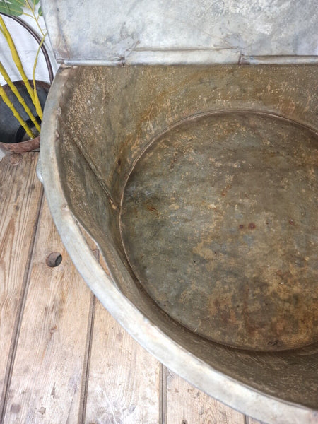 Large Vintage Military Galvanised Wildlife Pond Garden Planter Trough Log Basket