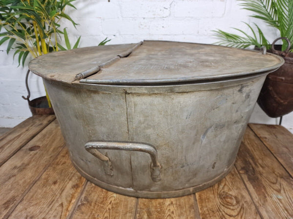 Large Vintage Military Galvanised Wildlife Pond Garden Planter Trough Log Basket