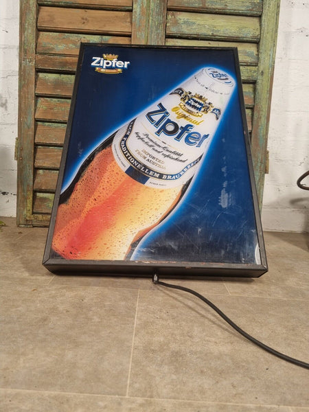 Vintage Zipfer Austrian Beer Light Up Advertising Sign Box Pub Bar Mancave