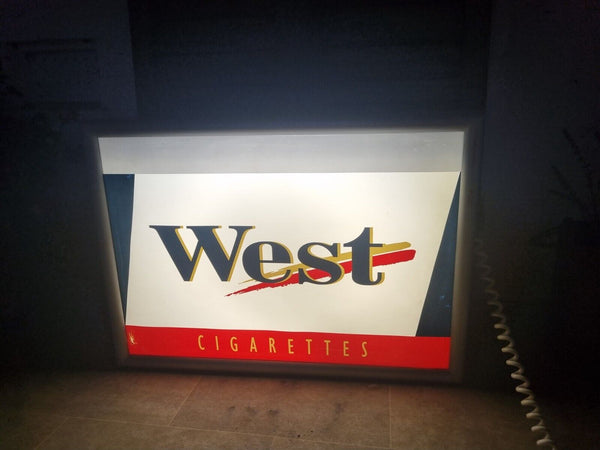 Vintage West Cigarettes Light Up Advertising Sign Box  Bar Mancave McLaren F1