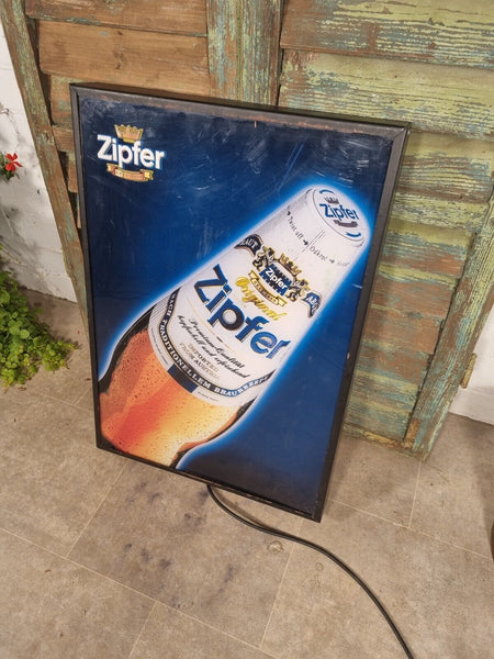 Vintage Zipfer Austrian Beer Light Up Advertising Sign Box Pub Bar Mancave