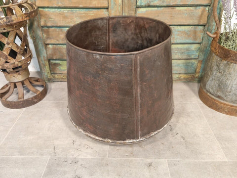 Large Rustic Reclaimed Metal Planter Pot Cauldron BBQ Ice Bucket Drinks Cooler