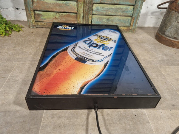 Vintage Zipfer Austrian Beer Light Up Advertising Sign Box Pub Bar Mancave