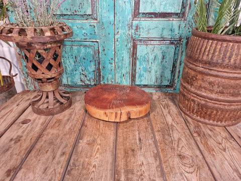 Vintage Reclaimed Solid Hardwood Chopping Block Plant Stand Table Centre Piece