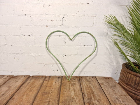 Large Rustic Vintage Green Verdigris Painted Metal Heart Home Garden Wall Decor