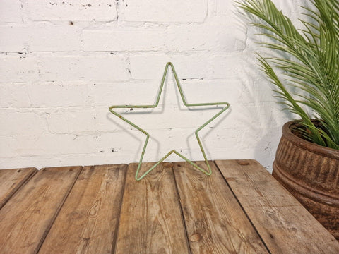 Large Rustic Vintage Green Verdigris Painted Metal Star Home Garden Wall Decor