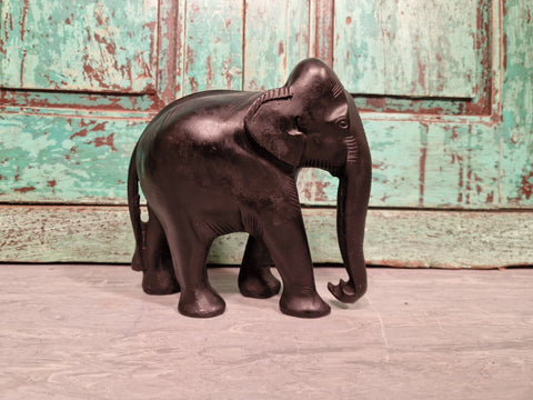 Authentic Indian Hand Made Marble Resin Black Elephant Statue Sculpture