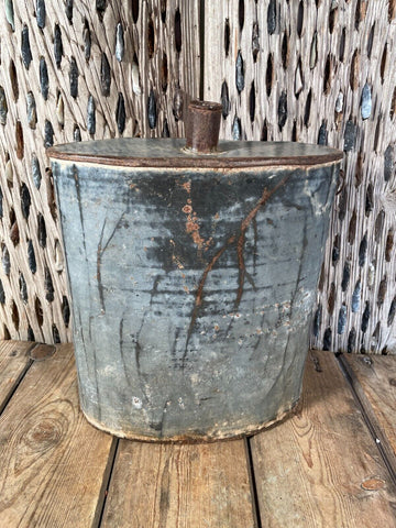 Vintage Rustic Galvanised Indian Metal Military Flask Water Bottle Vase