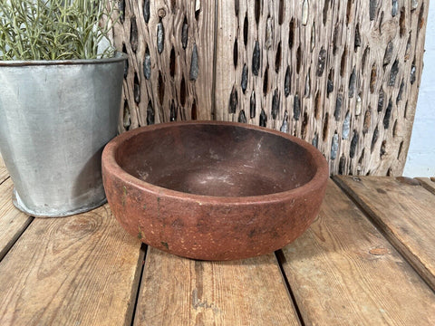 Vintage Rustic Hand Made Indian Clay Stone Bowl Dish