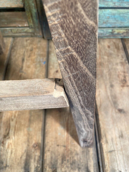 Antique Vintage Rustic Elm Market Stool Side Table Plant Stand