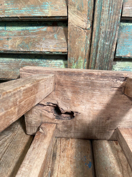 Antique Vintage Rustic Elm Market Stool Side Table Plant Stand