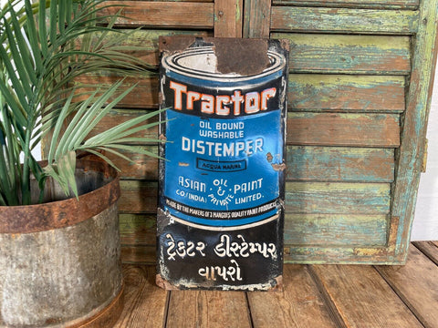 Vintage Enamel Tractor Distemper Advertising Automobilia Sign