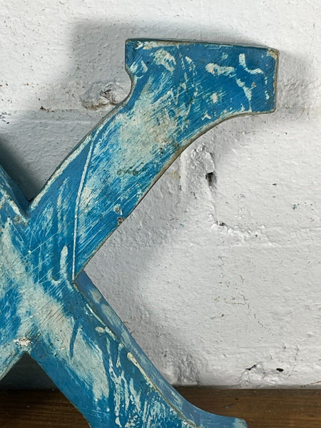 Letter X Vintage Reclaimed Blue Wooden Wall Letters